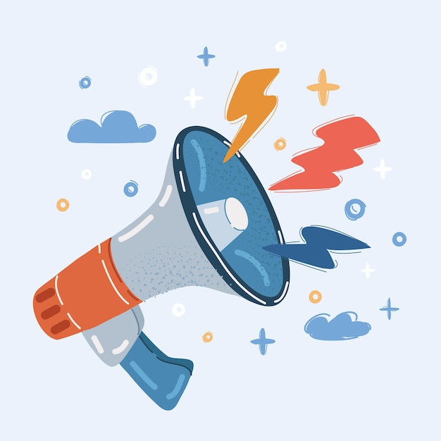 Ilustración vectorial de un megáfono sobre un fondo blanco