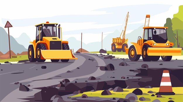 Ilustración vectorial de mejora de carreteras escénicas