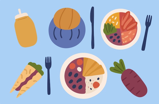 Ilustración vectorial de un menú de alimentos saludables