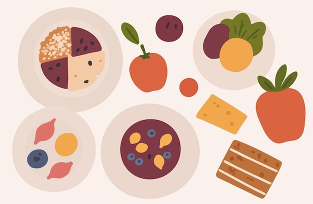 Ilustración vectorial de un menú de alimentos saludables