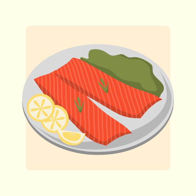 Ilustración vectorial del menú de salmón y mariscos