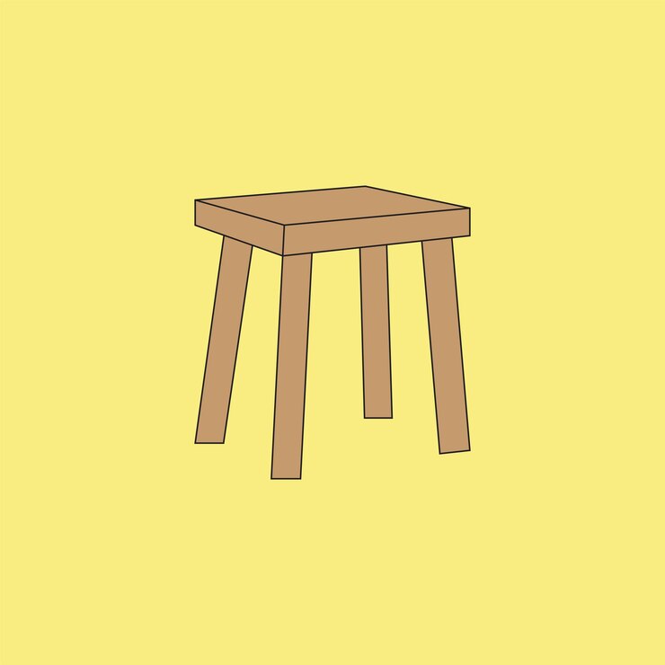 Vector ilustración vectorial de mesa de madera sobre fondo amarillo mobiliario de mesa lateral mini