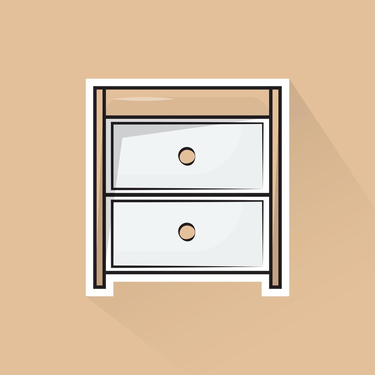 Ilustración vectorial de mesa de noche en diseño plano