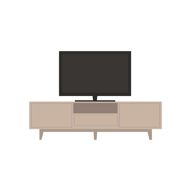 Vector ilustración vectorial de una mesa de televisión plana sobre un fondo blanco