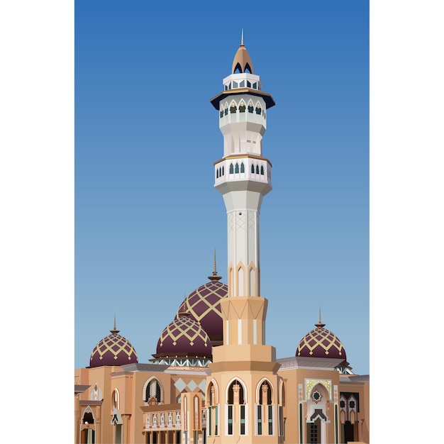 Ilustración vectorial de la mezquita baitul izzah tarakan indonesia