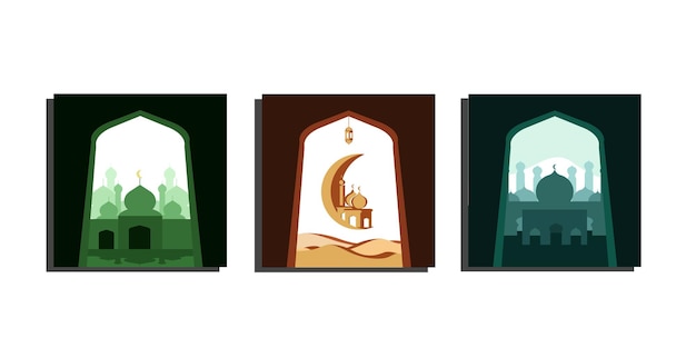 Ilustración vectorial Mezquita completa para tema islámico