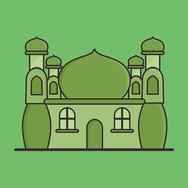 Ilustración vectorial de una mezquita con cuatro minaretes