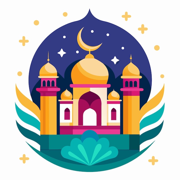 Ilustración vectorial de la mezquita en estilo de diseño plano Elemento de diseño para cartel de cartel de pancarta