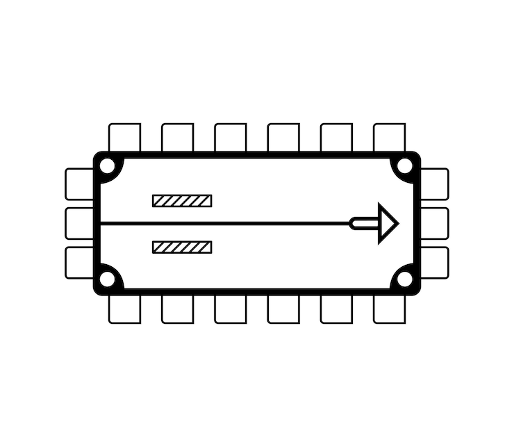 Vector ilustración vectorial de microcircuito lineal