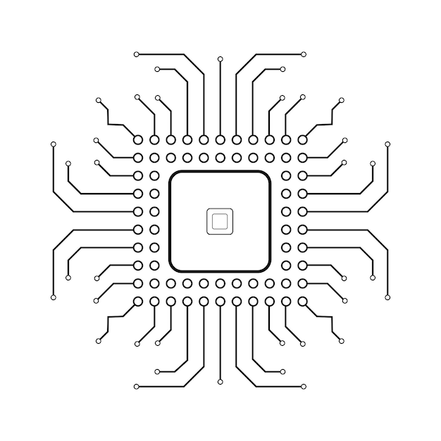 Ilustración vectorial de microcircuito lineal