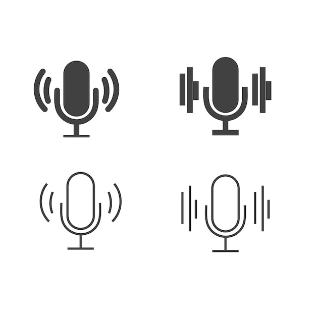 Ilustración vectorial del micrófono y el icono del microfono Colección de microfonos y voces