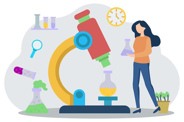 Ilustración vectorial del microscopio