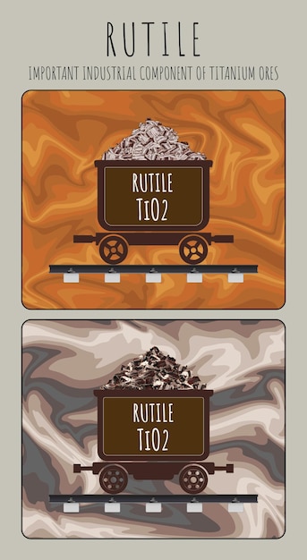 Ilustración vectorial del mineral de rutilo para la producción industrial de titanio