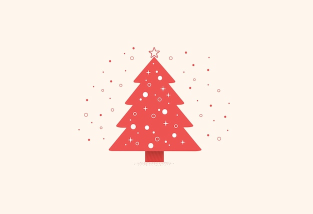Ilustración vectorial mínima del árbol de Navidad rojo