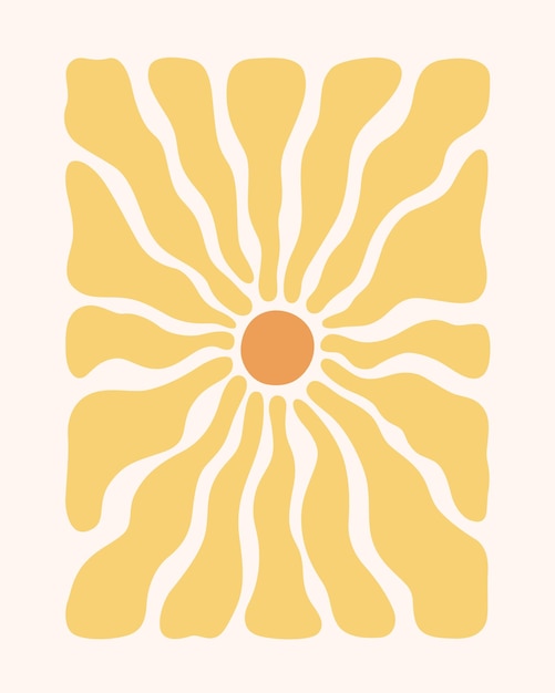 Vector ilustración vectorial minimalista contemporánea del sol brillando con fuerza