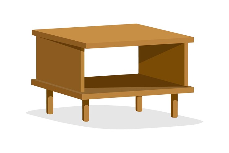 Vector ilustración vectorial minimalista de mesa de madera aislada sobre un fondo blanco