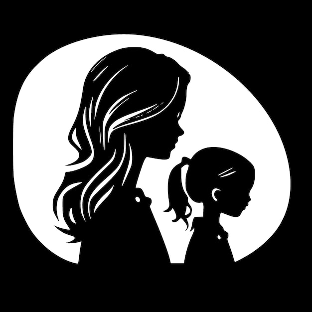 Vector ilustración vectorial minimalista y plana del logotipo de la madre y la hija