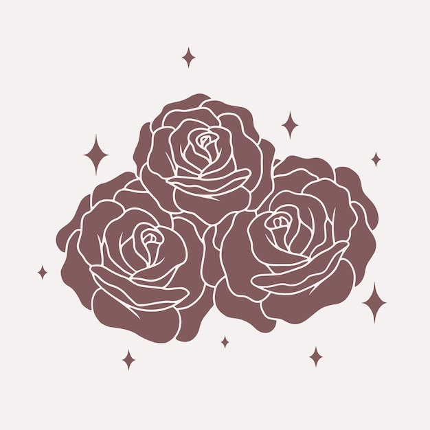 Ilustración vectorial minimalista de las rosas