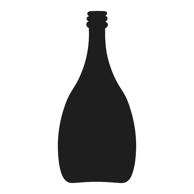 Ilustración vectorial minimalista de la silueta de la botella de champaña negra