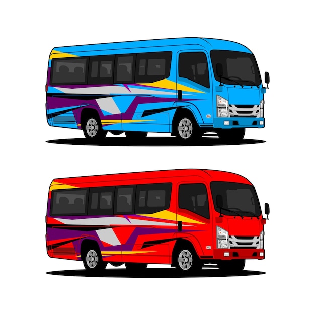 Ilustración vectorial minivan minibus furgoneta para viajar en un fondo blanco