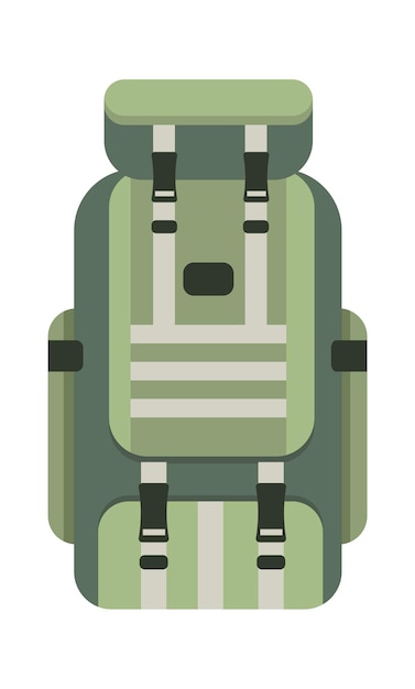 Vector ilustración vectorial de la mochila de un turista profesional para acampar