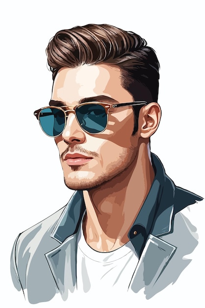 Vector ilustración vectorial de la moda masculina con gafas de sol con fondo blanco