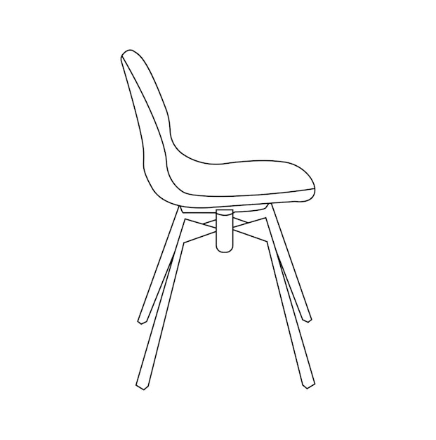 Ilustración vectorial moderna de silla negra diseño elegante y minimalista sobre un fondo blanco
