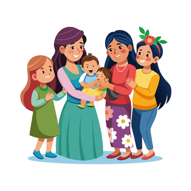Ilustración vectorial de momentos emocionales diarios especiales de la madre y el bebé