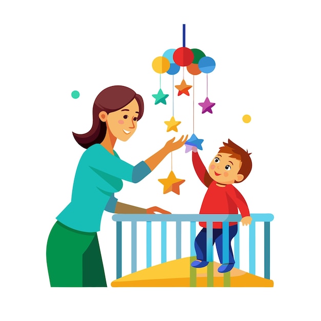 Ilustración vectorial de momentos emocionales diarios especiales de la madre y el bebé