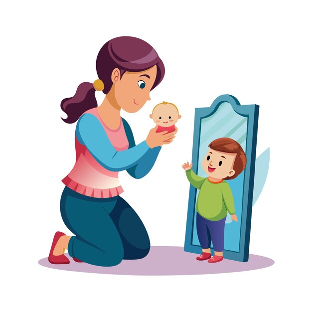 Ilustración vectorial de momentos emocionales diarios especiales de la madre y el bebé