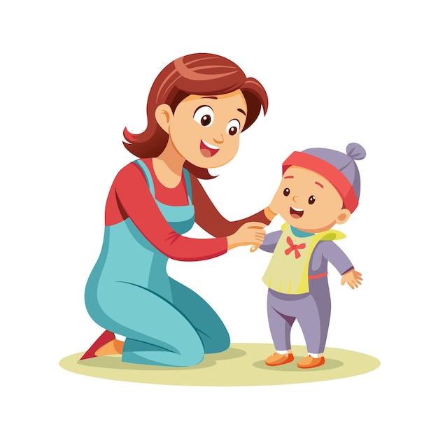 Ilustración vectorial de momentos emocionales diarios especiales de la madre y el bebé