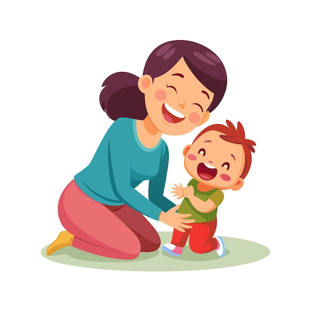Ilustración vectorial de momentos emocionales diarios especiales de la madre y el bebé