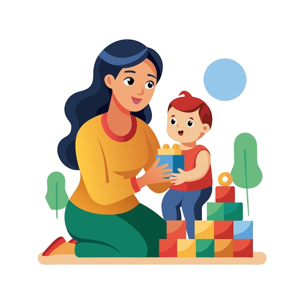 Ilustración vectorial de momentos emocionales diarios especiales de la madre y el bebé