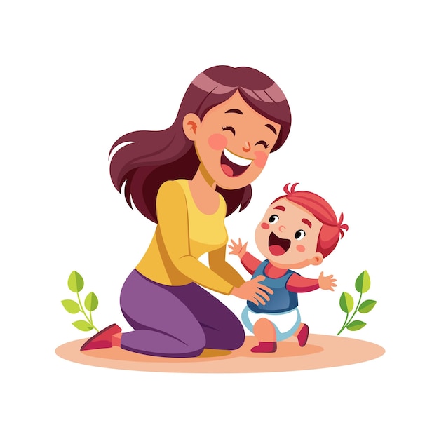 Ilustración vectorial de momentos emocionales diarios especiales de la madre y el bebé