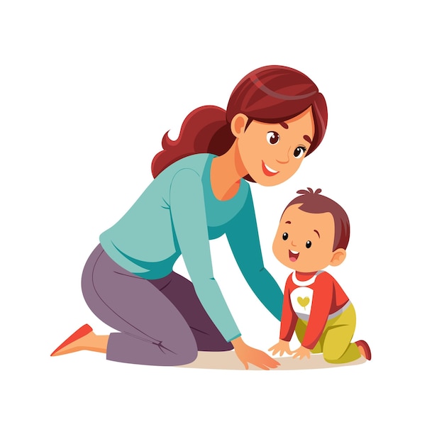 Ilustración vectorial de momentos emocionales diarios especiales de la madre y el bebé