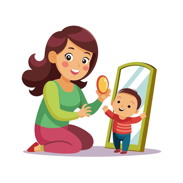 Ilustración vectorial de momentos emocionales diarios especiales de la madre y el bebé