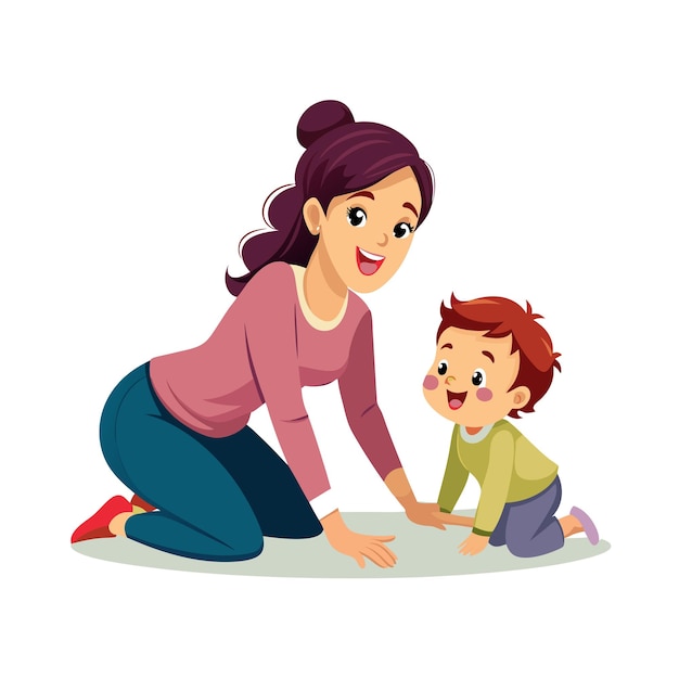 Ilustración vectorial de momentos emocionales diarios especiales de la madre y el bebé