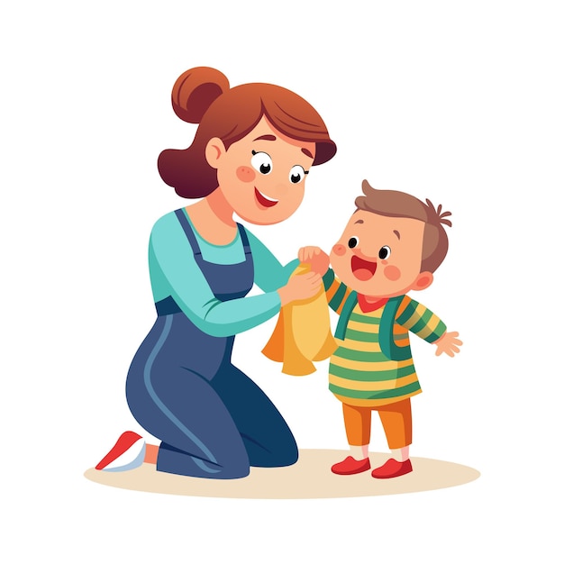 Ilustración vectorial de momentos emocionales diarios especiales de la madre y el bebé