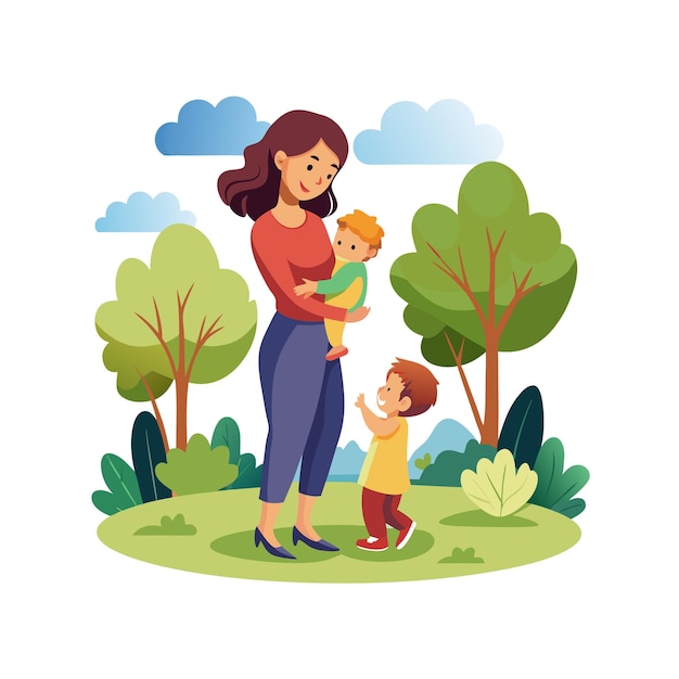 Ilustración vectorial de momentos emocionales diarios especiales de la madre y el bebé