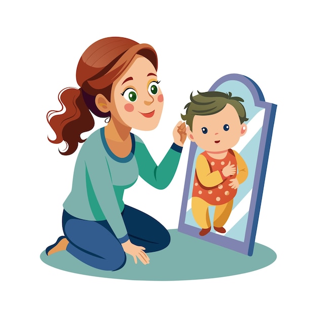 Ilustración vectorial de momentos emocionales diarios especiales de la madre y el bebé