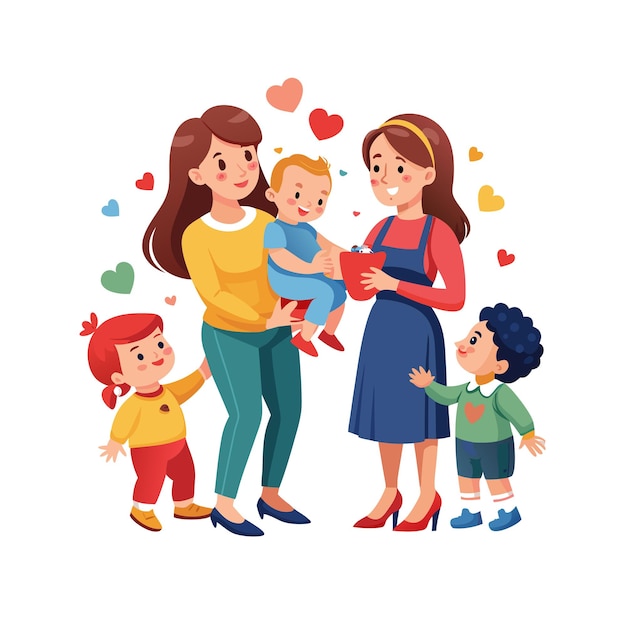 Ilustración vectorial de momentos emocionales diarios especiales de la madre y el bebé