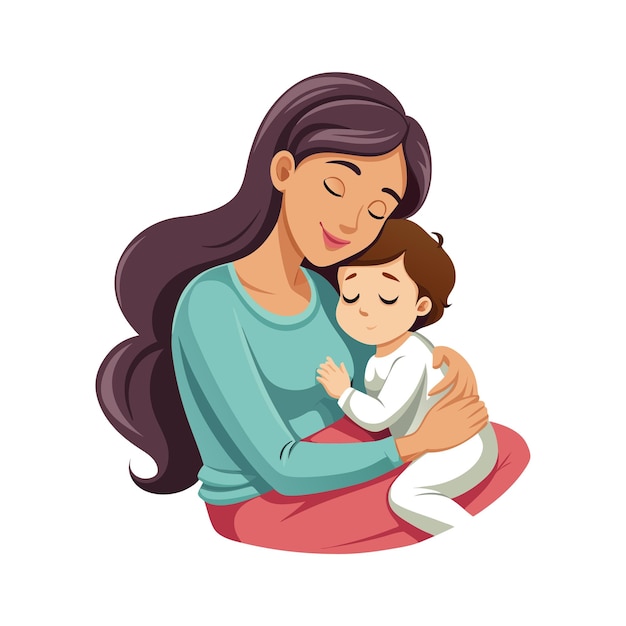 Ilustración vectorial de momentos emocionales diarios especiales de la madre y el bebé