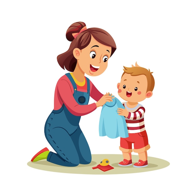 Ilustración vectorial de momentos emocionales diarios especiales de la madre y el bebé