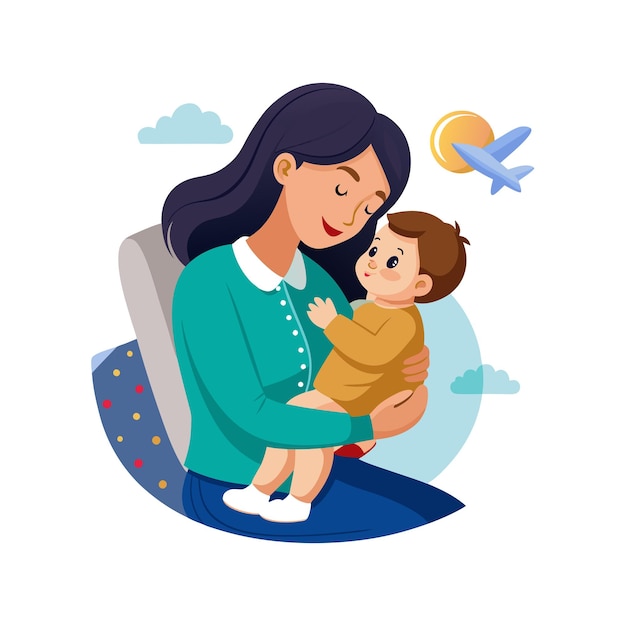 Ilustración vectorial de momentos emocionales diarios especiales de la madre y el bebé