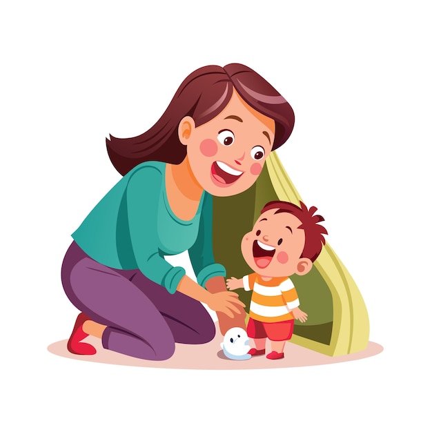 Ilustración vectorial de momentos emocionales diarios especiales de la madre y el bebé