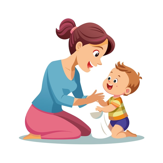 Ilustración vectorial de momentos emocionales diarios especiales de la madre y el bebé