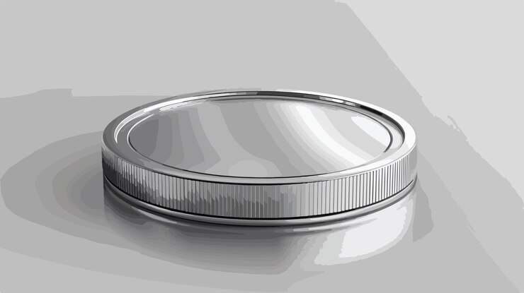 Vector ilustración vectorial de monedas de plata en blanco para proyectos de diseño