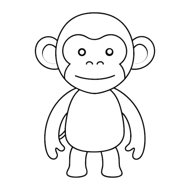 Ilustración vectorial de mono Libro o página para colorear en blanco y negro para niños