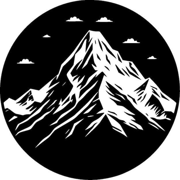 Vector ilustración vectorial de montaña en blanco y negro