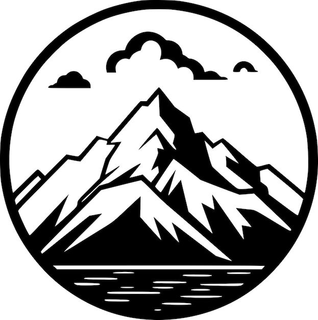 Vector ilustración vectorial de montañas en blanco y negro